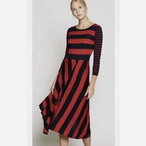 Joie Striped Ecedra Long Sleeve Knit Asymmetrical Hem Dress Size XS